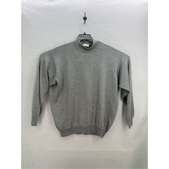 Gran Sasso Mens Gray Wool Silk Cashmere Mock Neck Pullover Sweater Size XL Vinta - Picture 1 of 8